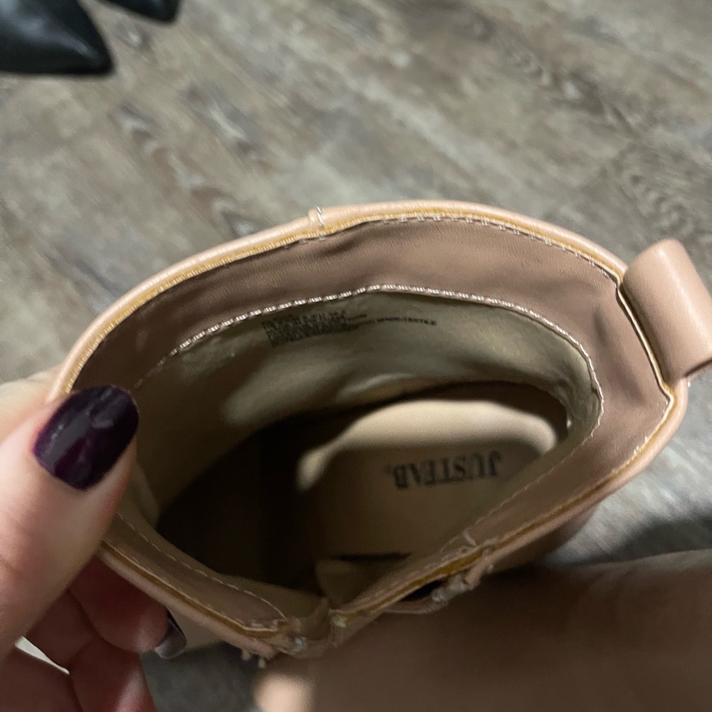 JustFab Nude Heeled Boots - Picture 3 of 5